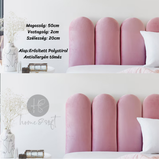 Rózsaszín Velvet lekerekített fali panel szett / 6darab/